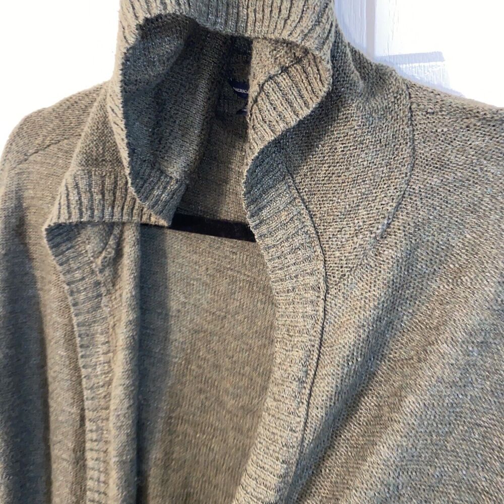 American Eagle Sweater Womens Small Green Open Front Hoodie Cardigan Oversized - Picture 3 of 4